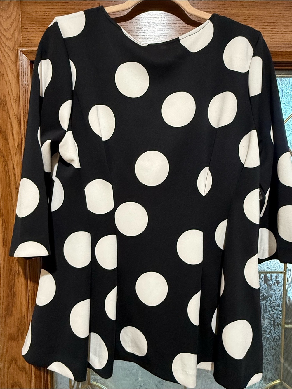 Apt. 9 Black Tunic with Cream Polka Dots